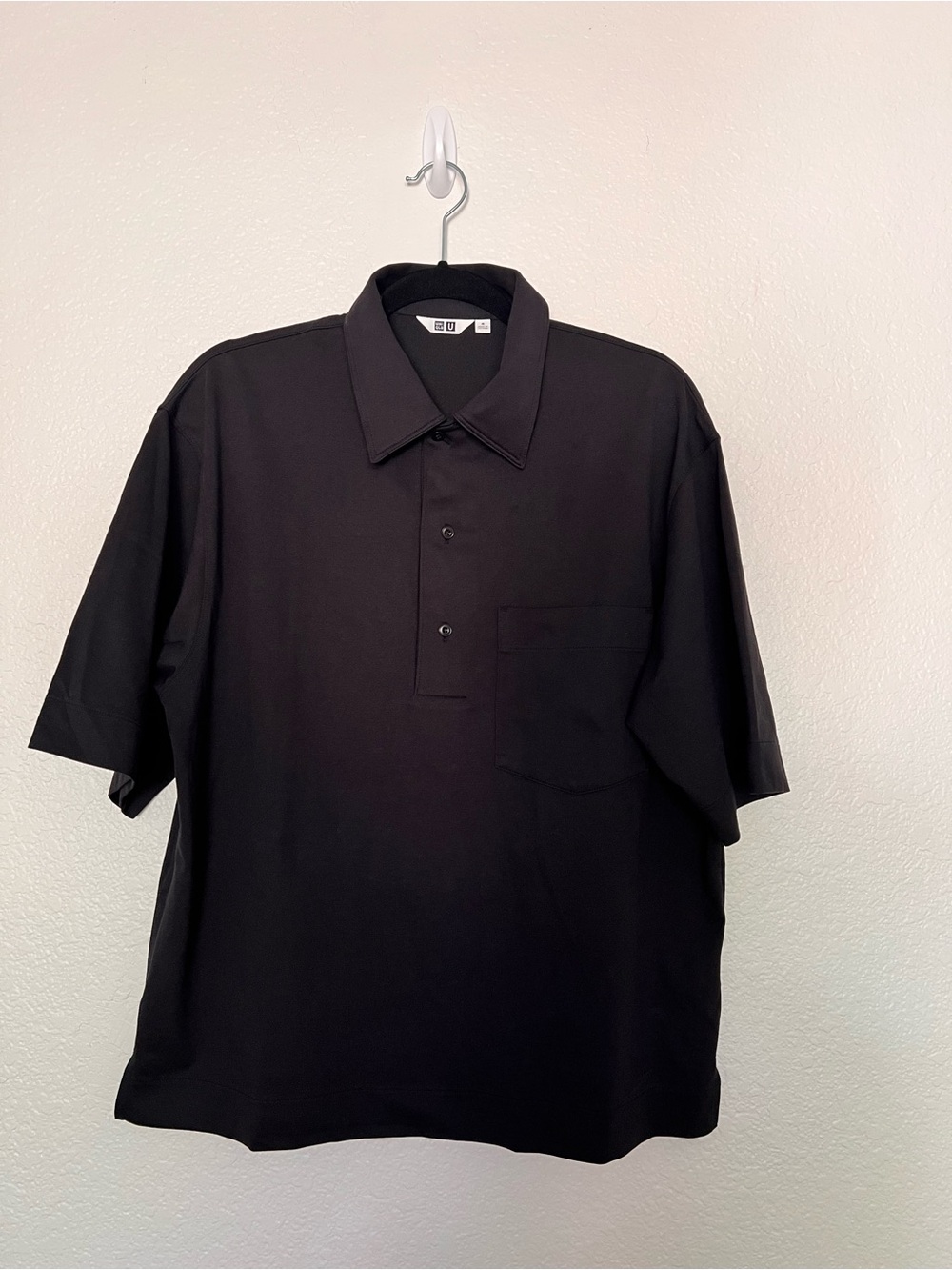 Uniqlo Black Short-Sleeve Polo with Chest Pocket